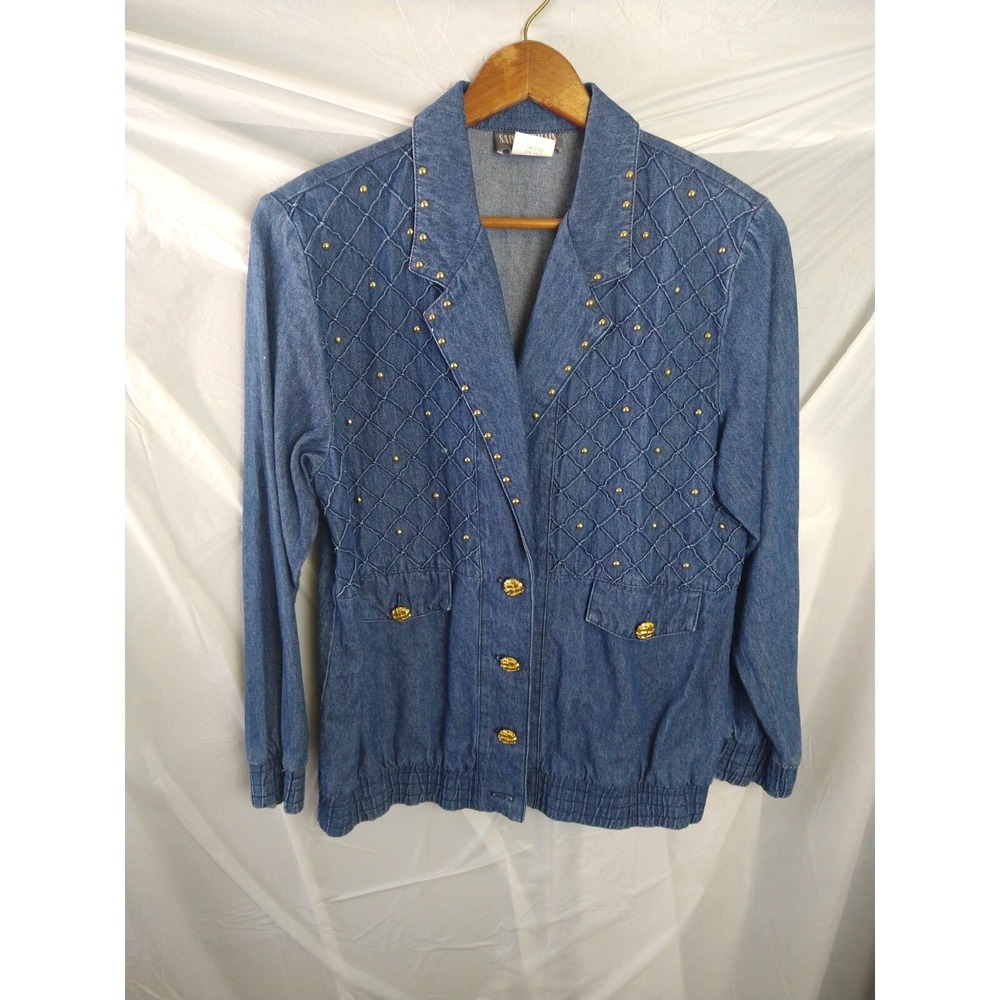 Vtg Saint Germain Petites Jean Denim Jacket Size S Blue Classic Gold buttons USA